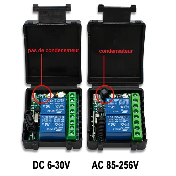 Basic_Récepteur 220V 2 Canaux 433mhz Récepteurs 220VAC 6à30VDC 2Canaux 433mhz
